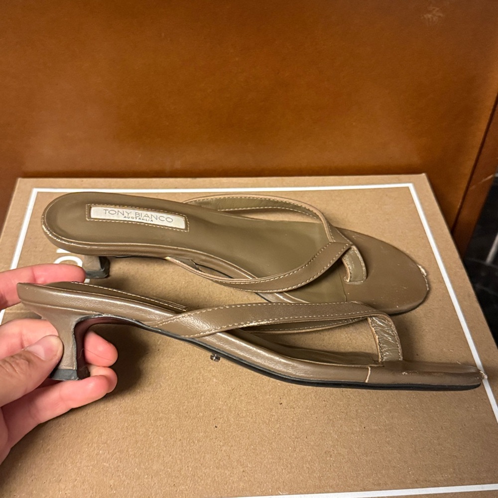 Tony Bianco Pluto Sandal Liqueur Brown Heeled Flip Flops Thong Heels 5.5 / 35.5 - Picture 9 of 12